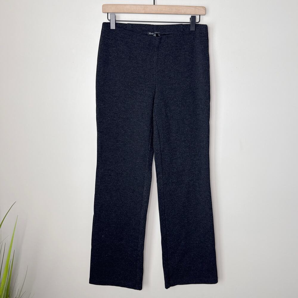 Eileen Fisher Washable Packable Straight Leg Stretch‎ Pants XS Heather Black